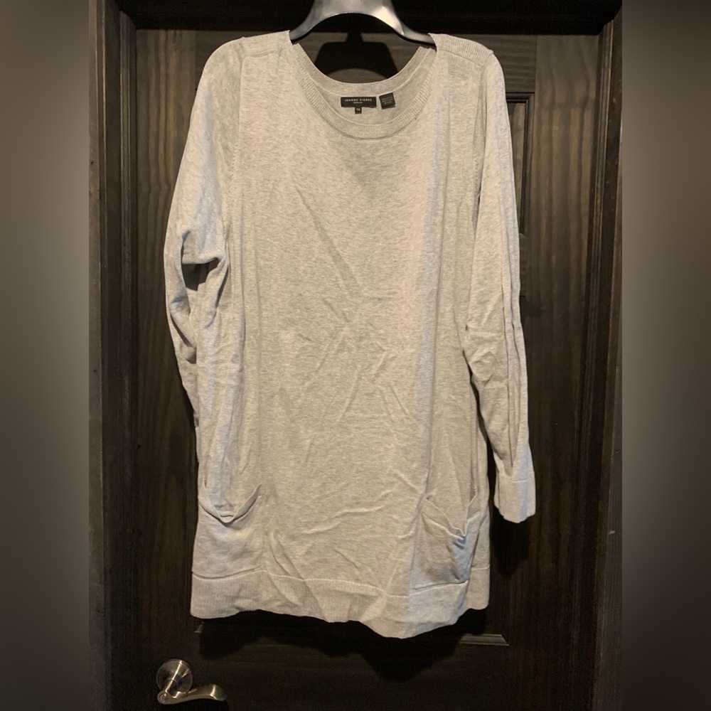 Gray long tunic sweater